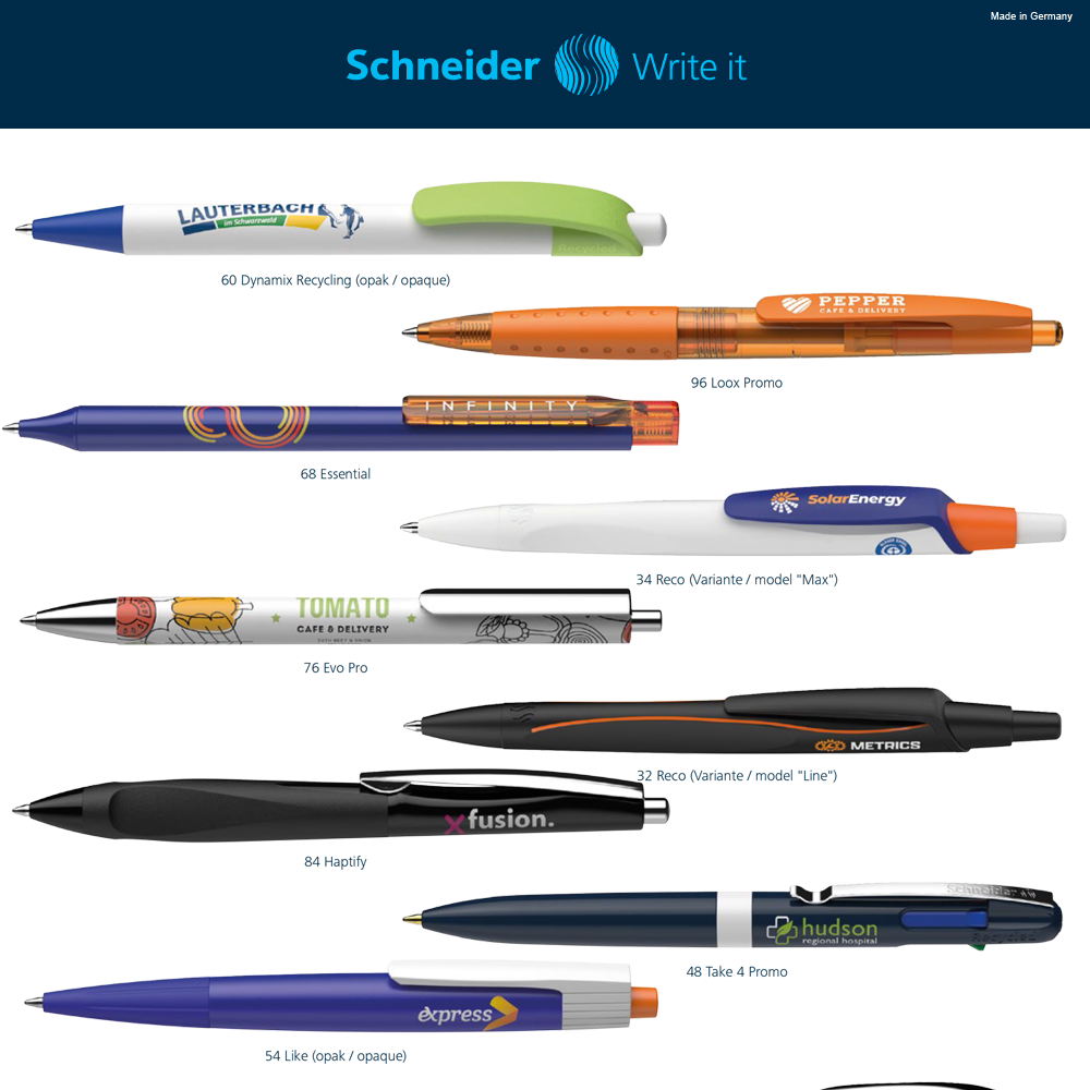 Schneider Kalemleri Logolu örnekler. Schneider Pen with Logo Promosyon Kalemler Promotion Pens